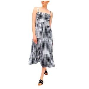 EUC J. Crew gingham tiered midi dress